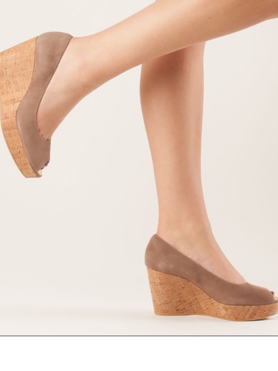 Stuart Weitzman Shoes - Stuart Weitzman Anna Peep Toe Wedge Tan Neutral 8.5